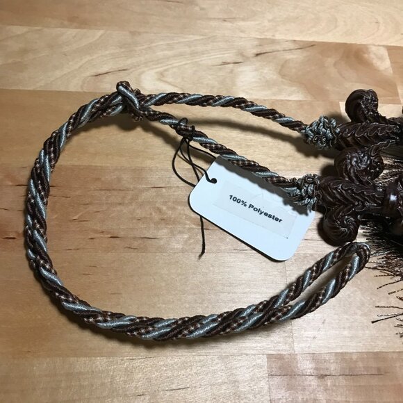 Vintage Vatican Homes Plum Taupe Curtain Braided Rope Tassel Drape Tieback - Picture 5 of 5